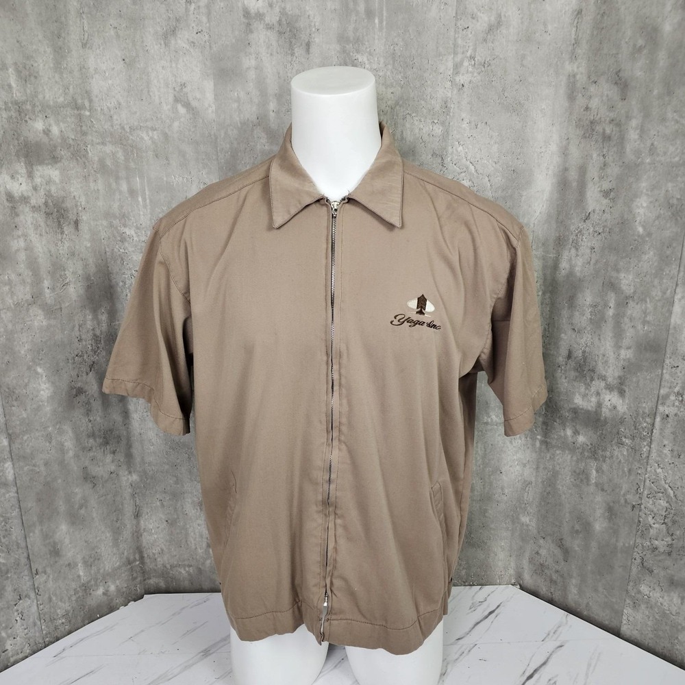 Vintage 90s y2k Yaga Mens XL Brown Zip Front S/S‎ Shirt Skater Grunge Street
